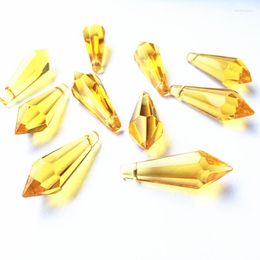 Chandelier Crystal 100pcs 36mm Gold U-icicle Drops Lamp Lighting Prisms (Free Rings) Wedding Accessories Cake Topper Decoration