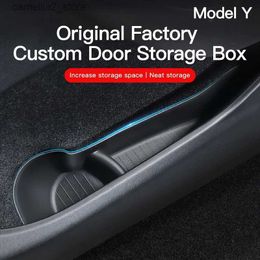 Car Organiser Car Door Side Storage Box For Tesla Model Y 2022 Interior Door Armrest TPE Organiser Tray Model Y 2023 Car Accessory Decoration Q231109