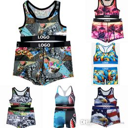 Cartoon Tracksuits Women Quick Drying Vest And Shorts Two Piece Set Sports Fitness Boxer Designer Printed Letter Camouflage Outfits