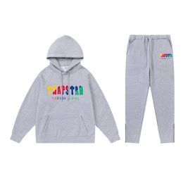 Tracksuit Trapstar Mens Hoodie Womens Set Designer Embroidery Letter Luxury Black White Grey Rainbow Colour Summer Sports Fashion Cotton Cord Short Sleeve Size xl