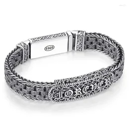 Link Bracelets RJ Silver Colour Grass Eternal Bracelet Men's Trendy Retro Hip Hop Woven Chain Handwear Fashion Accessories