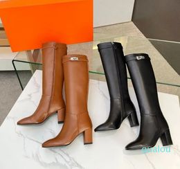 2023 Boots Designer Shoes Round Head Zipper Luxury Brand Knee Length Long boots