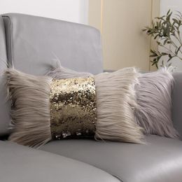 Pillow Luxury Sequin Cover 30x50cm Fashion Sequins Fur Decorative For Sofa Livingroom Pillowcase Home Decor Gold