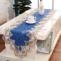 Table Runner Desktop channel waterproof tabletop flag oval embroidered tabletop European TV counter lace dress shoe cover 230408