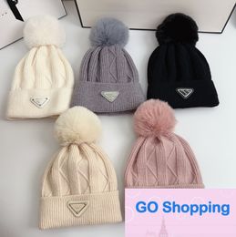 Winter Fashion Brand Inverted Triangle Letter Woolen Cap Street Couple Skullcap Warm Beanie Hat Men's All-Match Casual