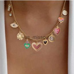 Pendant Necklaces Flower Evil Blue Eye Charms Necklace for Women Cute Heart Gold Colour Boho Star Dije Collars Diy Pendant Free Shipping J231109