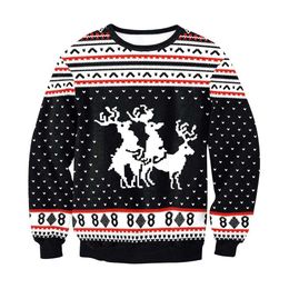 3d Christmas Man Women Ugly Sweater Couple Watching Clothing Unisex Lovers for Men Female Black Sweater Autumn Winter