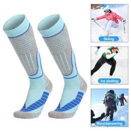 Sports Socks 1 Pair Thermal Knee-high Non-Slip Cuff Design Wear Resistant Moisture Wicking Winter Warm Ski