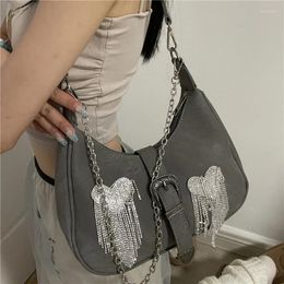 Evening Bags Richme Y2K Women Fashion Ladies Heart Shaped Tassels Underarm Shoulder Subculture Punk Design Bolso Mujer