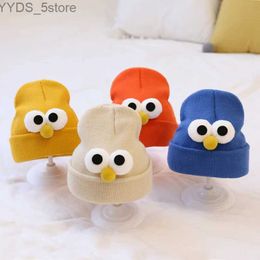 Beanie/Skull Caps Korean Cute Cartoon Eye Baby Beanie Hat Soft Winter Warm Newborn Boys Girls Caps Bonnet Solid Infant Toddler Kids Knitted Hat YQ231108