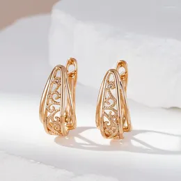 Stud Earrings Wbmqda Simple Fashion 585 Rose Gold Colour Drop For Women Exquisite Elegant Hollow Design Fine Wedding Party Jewellery