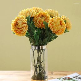 Decorative Flowers Single Branch Pineapple Chrysanthemum Fake Flower For Home Decor Pography Props