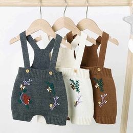 Rompers Baby Bodysuits born Infant Kids Girl Body Suits Clothes Sweater Handmade Embroidery Autumn Knit Toddler Jumpsuits Overalls 230408