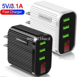 5V 3A Led Display 3 Port Ac Home Travel Wall Charger Power Adapter For iphone 11 12 13 14 Samsung Huawei M1