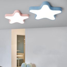 Ceiling Lights Nursery Light Modern Pink Blue Star Babies Kids Children Room Bedroom Girls Boys Led Lamp Fixtures