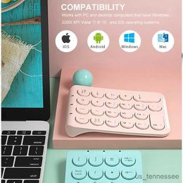 Keyboards Wireless Number Pad Bluetooth Numeric Keypad Round Keycaps Numpad Keys Rechargeable Number Keyboard For Laptop PC R231109