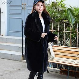 Women's Fur Faux Fur Winter Long Warm Thick Blue White Fluffy Faux Fur Coat Women 2022 Loose Casual Korean Style FashionL231121