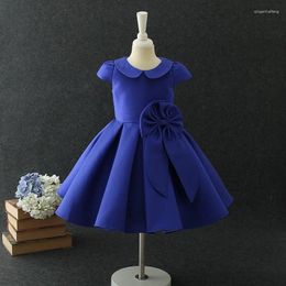 Girl Dresses Brithday Dress Vintage Mini Blue Weddings Flower Vestido Party Girls Clothes 3 4 6 8 10 12 Years Old RKF184100