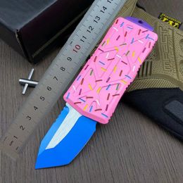 1Pcs 2023 New Mini Small Auto Tactical Knife D2 Titanium Coating Blade CNC 6061-T6 Handle EDC Pocket Gift Knives With Retail Box