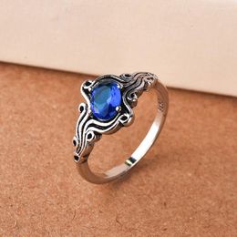 Cluster Rings Vintage Ring 925 Silver Jewellery With Sapphire Gemstone Finger For Women Wedding Party Gift Ornaments Wholesale Size