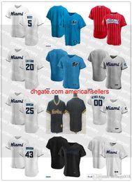 Baseball Jerseys Men Women Youth 43 Jeff Brigham 5 Jon Berti 25 Lewis Brinson 20 Daniel Castano Custom Jersey Blank blue