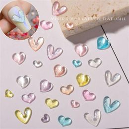 Nail Art Decorations 30 Pcs/Pack Flat Bottom Drill Peach Heart Love Rhinestone Aurora Symphony DIY Creativity Decoration Nice Accessories