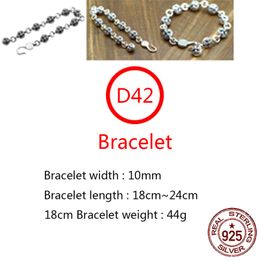 D42 S925 Sterling Silver Bracelet Punk Hip Hop Style Personalized Classic Jewelry Ball Cross Flower Letter Shape Gift for Lovers