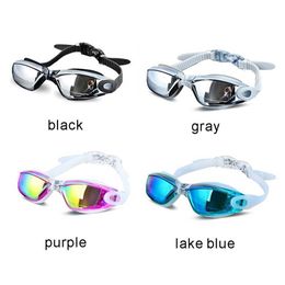 Goggles Professional Swimming Goggles Man Silicone Anti-fog UV Adjustable Multicolor Swimming Glasses With Earplug Men Women Eyewear P230408