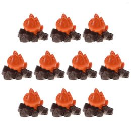 Garden Decorations 10 Pcs Fire Ornaments Home Gift Miniature Bonfire Model Family Gifts Micro Campfire Resin Fake Decoration