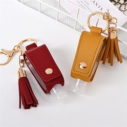 Keychains Portable Hand Sanitizer Bottle Keychain Holder Cleanser Cosmetic Container Removable Travel Cover Set Gel