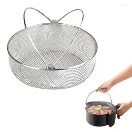 Double Boilers Steamer Baskets For Cooking Stainless Steel Oven Basket 8inch Round With Handle Air Fryer Accessories Home