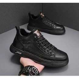 Boots Men Casual Leather 2023 Fashion High Top Shoes Trendy Black Sports Platform Ankle Masculino 231108