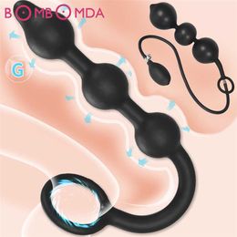 Sex Toy Massager Inflatable Anal Beads Plug Expandable Butt with Pump Toys for Women Men Dilator Adult Products Silicone