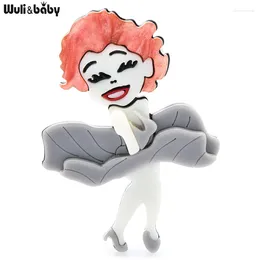 Brooches Wuli&baby Acrylic Sexy Cartoon Lady For Women Designer Lovely Figure Party Casual Brooch Pin Gifts