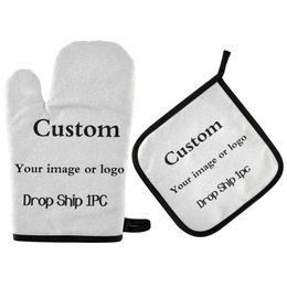Oven Mitts Custom Microwave Oven Mitts And Pot Holders Sets Personalised Kitchen Potholder Mat for BBQ Insulation Gloves Oven Mitts Baking 231109