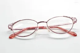 Montature per occhiali da sole Ottiche su misura Occhiali da vista per miopia Rivestiti Cat Eye Lega di titanio Super Light Pink Lady Pochrmic da -1 a -6