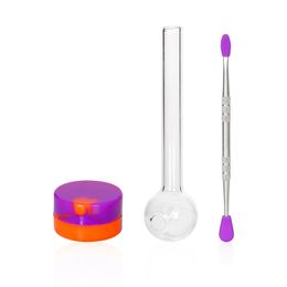 Glass Pipes Smoking Bucket Set Silicone Oil Box Metal Tobacco Spoon Three-In-One Set Smoking Accessories