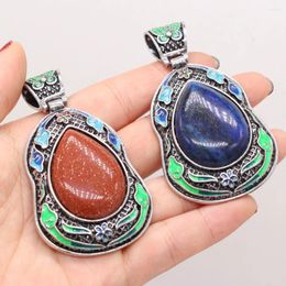 Pendant Necklaces Natural Stone Lapis Lazuli Boho Ethnic Abalone Shell Charms For Jewellery Making DIY Necklace Accessories Gift 40x70mm