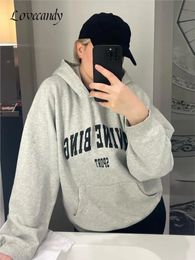 Men's Hoodies Sweatshirts Letter Printed Sweatshirt 2023 Spring Autumn Vintage Loose Hooded Female Fashion Pullovers Tops 231108