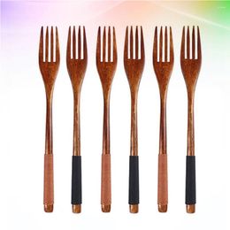 Dinnerware Sets 6 Pcs Tableware Wood Fork Children Utensil Decorations Japenese Kids Travel Wooden Cutlery