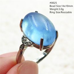 Cluster Rings Natural Blue Aquamarine Adjustable Ring Brazil 16.5 13.5mm Oval Beads 925 Sterling Silver Women Men AAAAACluster ClusterCluste