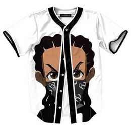 Baseball Jersey Men Stripe Short Sleeve Street Shirts Black White Sport Shirt UAV3001