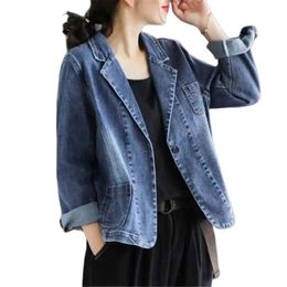 Women's Fur Faux Fur Denim Suit Jacket for Women Retro Coat Casual Outerwear Top Overcoat Literary Korean Autumn 231109