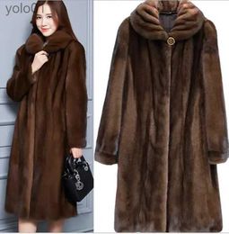 Women's Fur Faux Fur Women long jacket faux fur mink Fur coats winter-fall Casual faux fur coat large Sizes S/6XL Women Imitation fur outerwearL231109