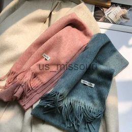 Scarves Wool 100% Australian Pure Wool Scarf Women Long Fringed Warm Cashmere Shawl Winter Warm Knitted Neck Scarf Wrap J231109