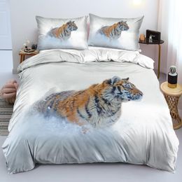 Bedding Sets Tiger Bed Linen 3D Custom Design Animal Duvet Cover Pillow Cases 203 230cm Full Twin Double Single Size White Bedclothes