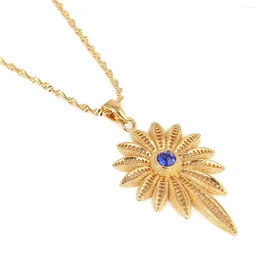 Chains Gold Plated Africa Ethiopian Zircon Crystal Flower Pendant Necklaces African Eritrean Bridal Wedding Jewelry