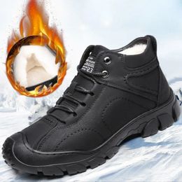 Boots Snow Winter Cotton Man Ankle Nonslip Men Work Shoes Quality Lace Up Waterproof Leather Male Bota Masculina 231108