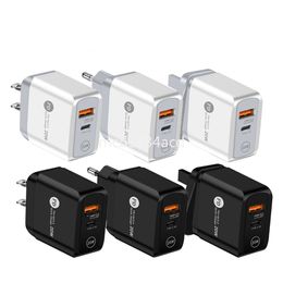 Fast Quick Charge 18W 20W PD USB-C Wall Charger Dual Ports Ac Home Travel Power Adapters For Iphone 12 13 14 15 Pro Max Samsung Lg M1 With Retail BOX