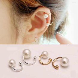 Backs Earrings Fashion Simple White Pearl Clips Without Pierced Ear Clip Gold & Silver Plated Metal Cuffs Jewellery For Women 0829